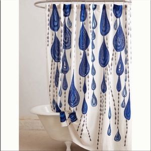 Anthropologie Jardin des Plantes Shower Curtain Blue water droplets Ruan Hoffman